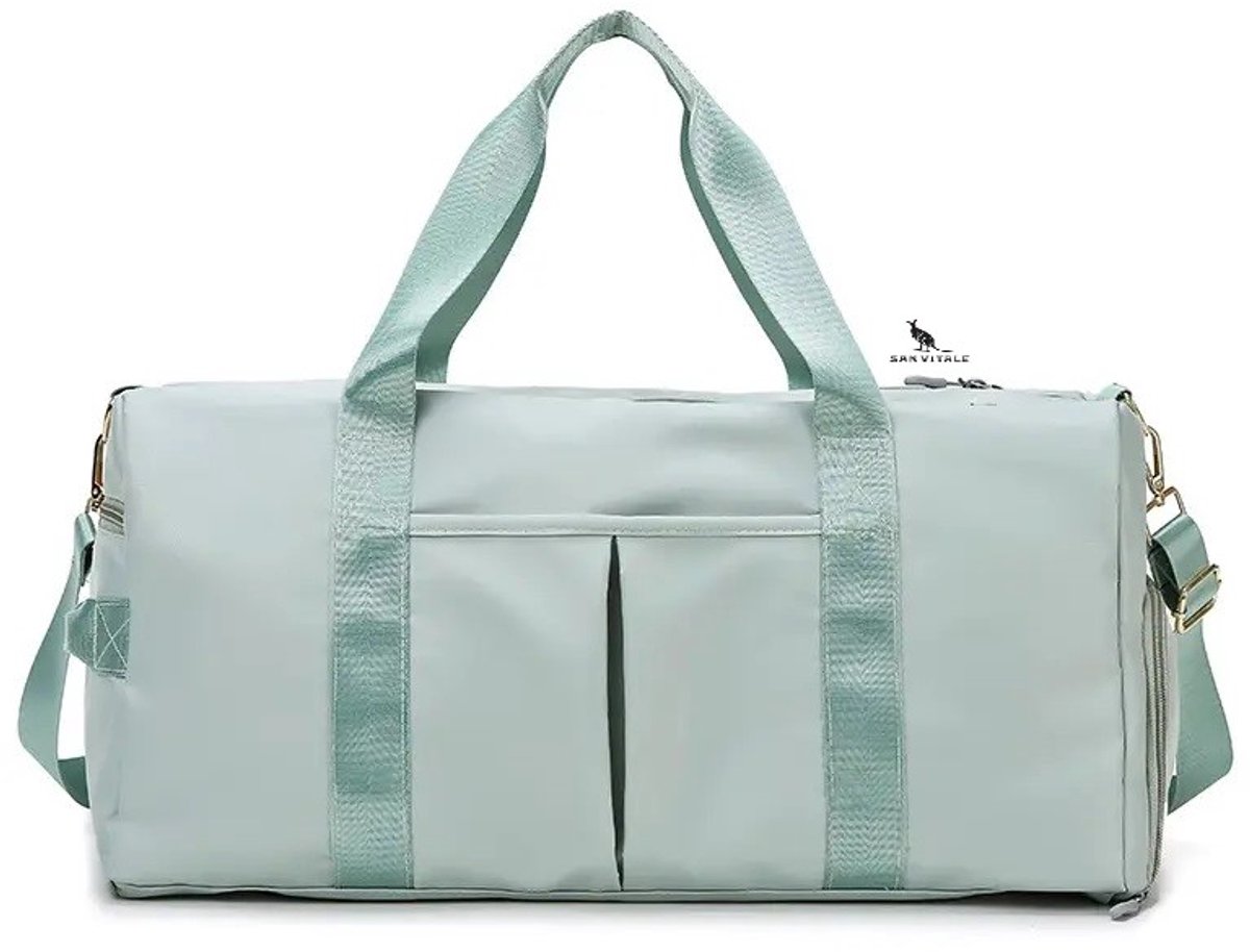 San Vitale® - Medium Sporttas - Weekendtas - Yoga tas - Schooltas - Voetbal Tas - Voetbaltas met Bodemvak - Reis tas - incl. Schoenen vak - 20L - Weekender - Hand bagage - Mint Groen