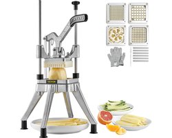Commerciële snijmachine met 4 messen - roestvrijstalen groente- en fruitblokjessnijder, frietsnijder, aardappelsnijder voor restaurants en privékeukens