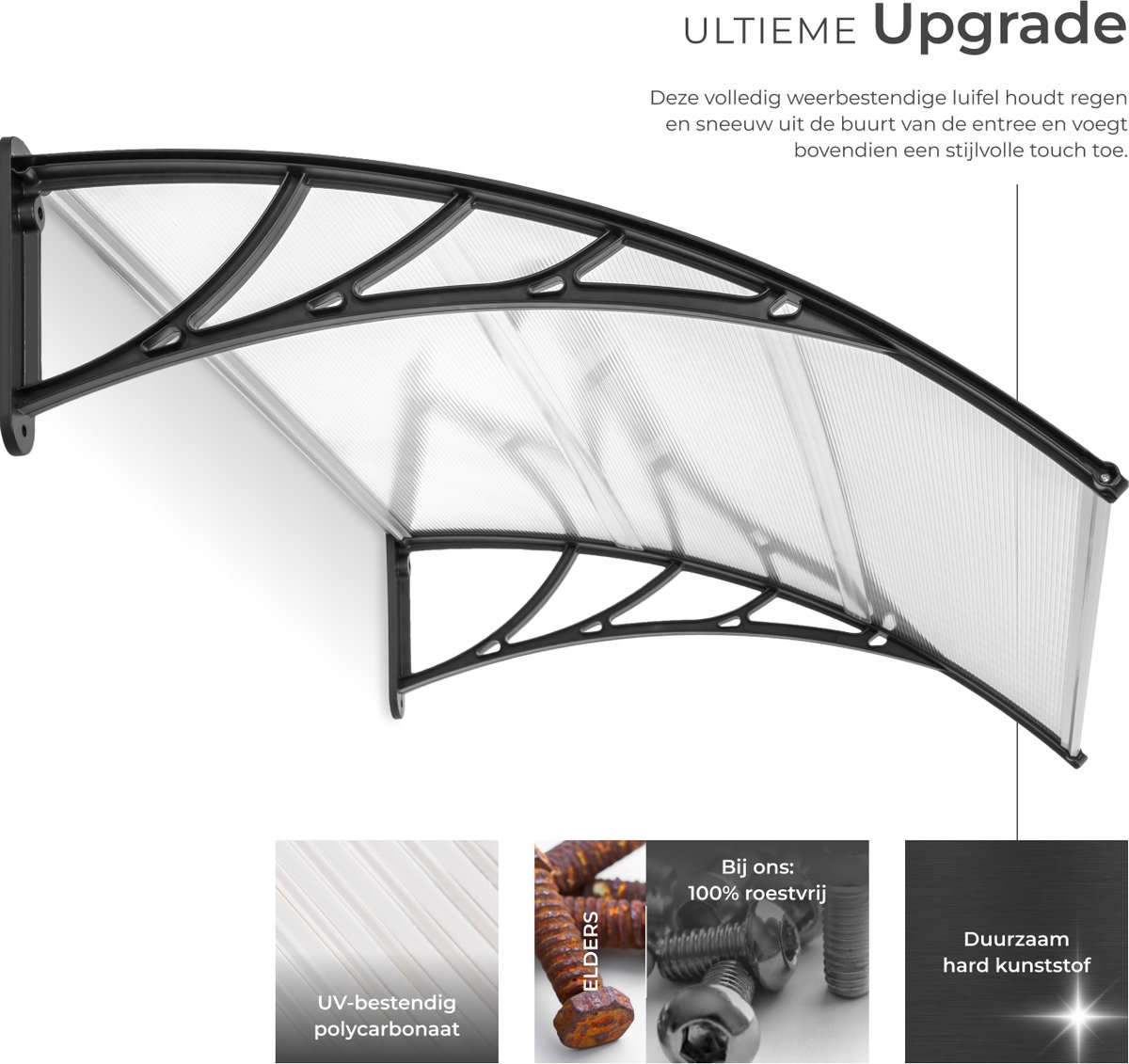 Outsunny® luifel voordeurluifel 100 x 80 cm luifel overkapping polycarbonaat bruin