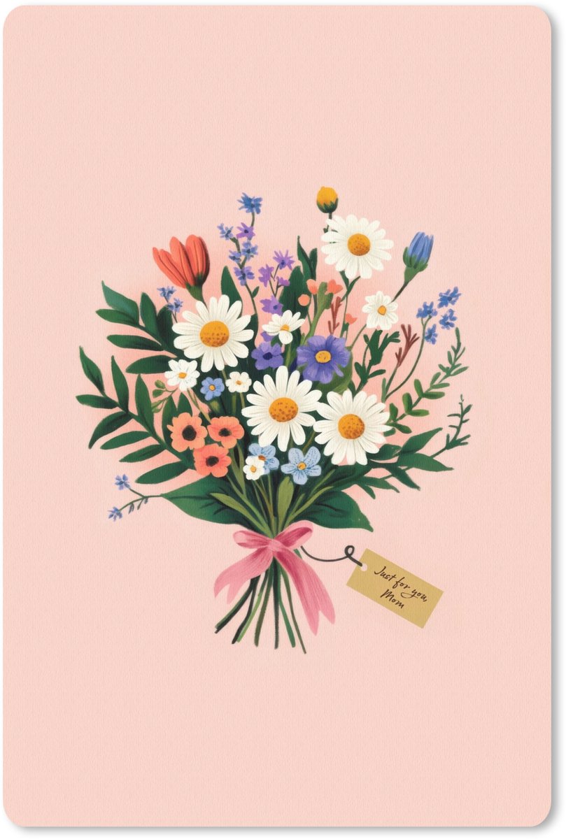 Muismat 18x27 cm - Mousepad Margrieten - Boeket - Strikje - Roze - Muismatten