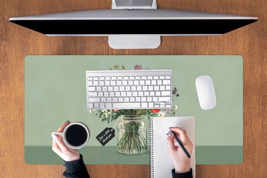 Muismat XXL 100x50 cm - Bureau onderlegger - Bureau mat Bloemen - Vaas - Kaartje - Bureaumat - Gaming mousepad xl - Bureaulegger groot - Computer deskmat
