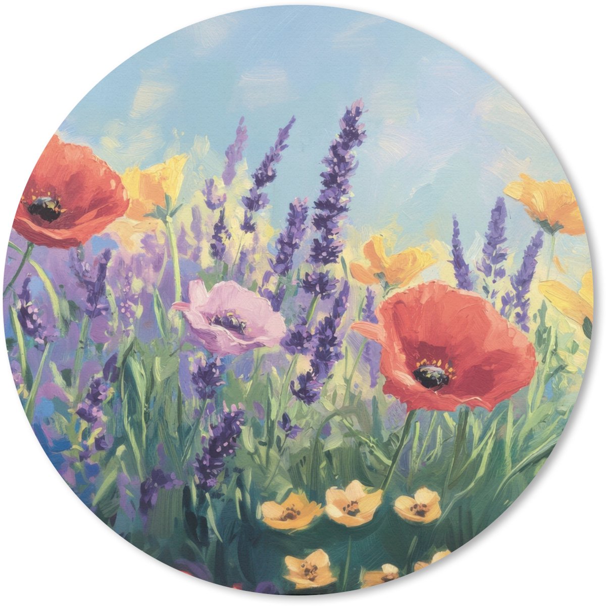 Muismat rond 20x20 cm - Mousepad Weide - Bloemen - Kleurrijk - Ronde muismatten
