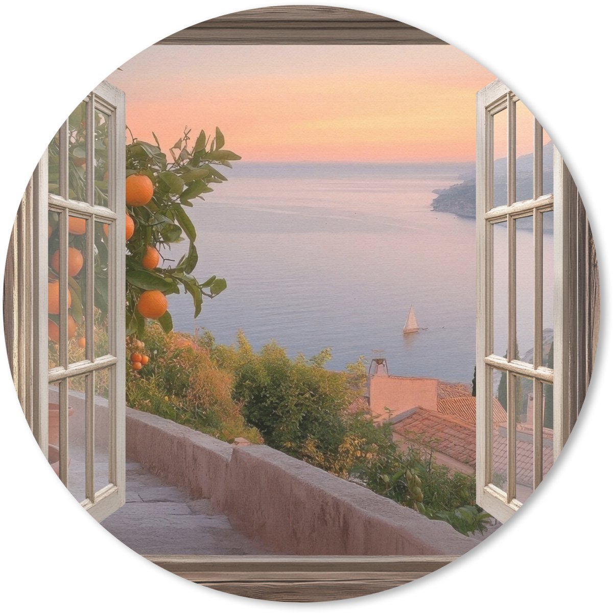 Muismat rond 20x20 cm - Mousepad Doorkijk - Uitzicht - Meer - Landschap - Ronde muismatten