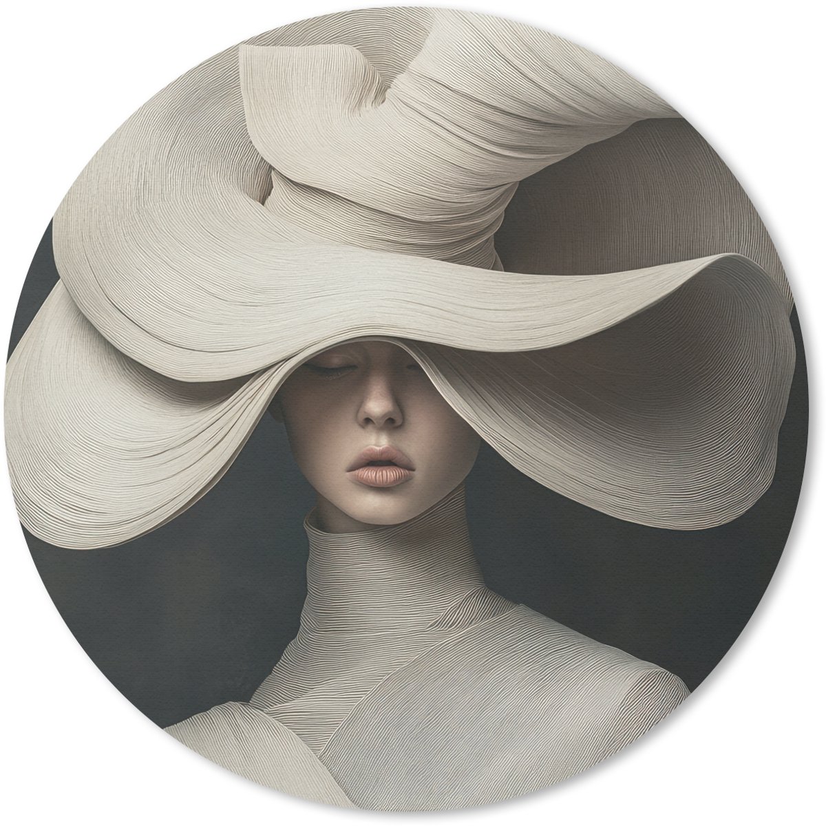 Muismat rond 30x30 cm - Mousepad Modern - Vrouw - Hoed - Ronde muismatten
