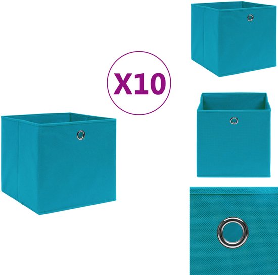 Boîtes de rangement vidaXL - 10 pièces - 28 x 28 x 28 cm - Blauw Bébé - Compartiments de rangement - Non tissé - Boîtes en Tissus