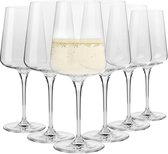 Verres à vin Krosno pour vin blanc et mousseux | Ensemble de 6 pièces | Élégant | verre de Crystal | Verre sans plomb | Perfect pour la maison, le restaurant et les fêtes | Peut être lavé au lave-vaisselle