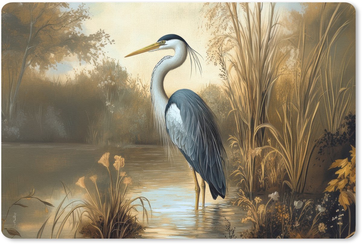 Muismat 27x18 cm - Mousepad Reiger - Water - Planten - Muismatten