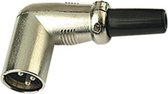 Electrovision XLR 3-pins (m) haakse connector met rubberen trekontlasting / grijs/zwart
