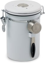 Castagnola Koffie Bewaarbus - Luchtdicht Koffieblik met CO2 Uitlaat - Bewaarblik voor Koffie, Koffiebonen, Thee, Suiker, etc. - Voorraadbus 1.8L - Wit