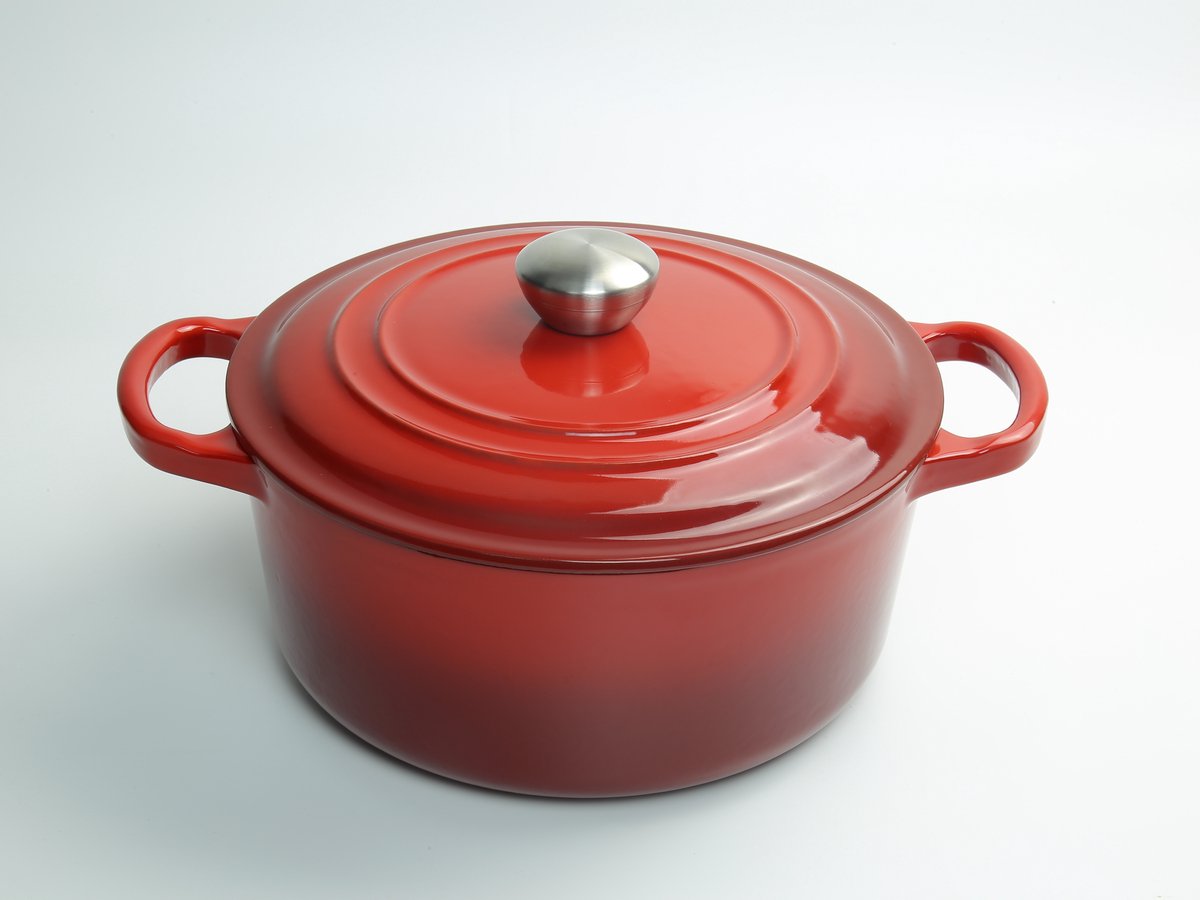 Relance Le beausette braadpan met druppeldeksel - Ø 28 cm - gietijzer - rood