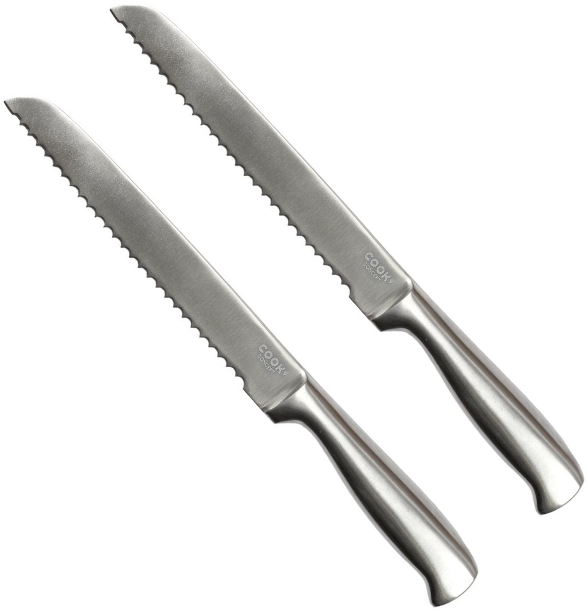Cook Concept Precision broodmes - 2x - RVS - zilver - 33 cm - met kartels - keukenmes - luxe kwaliteit