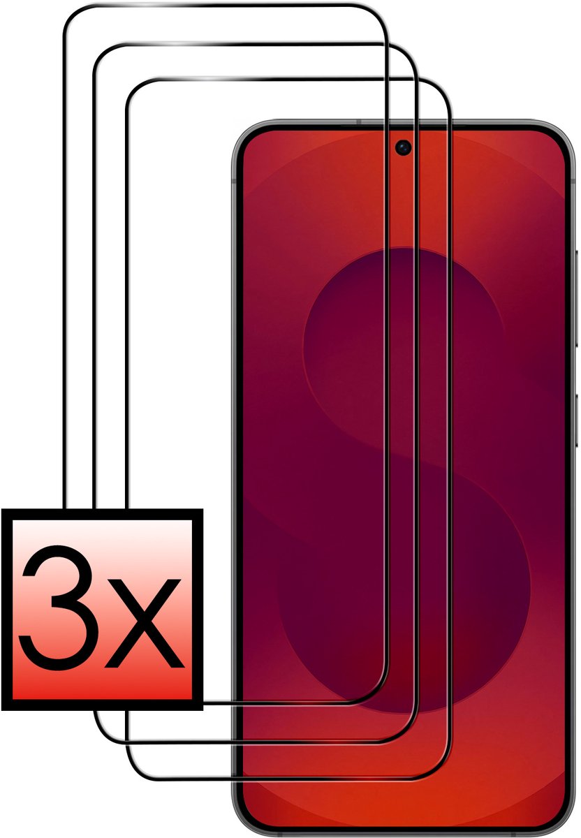 Screenprotector - 3 Stuks - Geschikt voor Samsung Galaxy S25 Edge - Full Cover - Beschermglas - Gehard Glas - Tempered Glass - Screen Protector