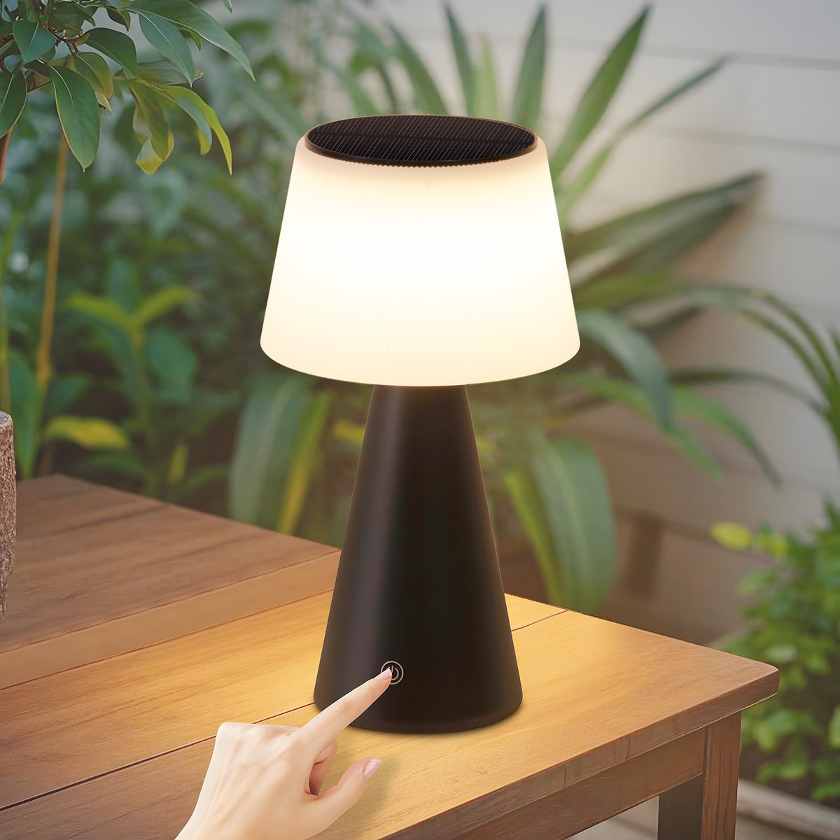NETTLIFE Tafellamp LED - zwart - Zonne-energie - Touch Dimbaar - Oplaadbare Nachtlamp - 3600mhA Draadloos - met USB Oplaadbare Batterij - Modern - voor Woonkamer | Slaapkamer | Buiten