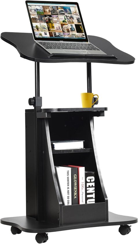 Naturelkleurige COSTWAY Sta-bureau, in hoogte verstelbaar, mobiele