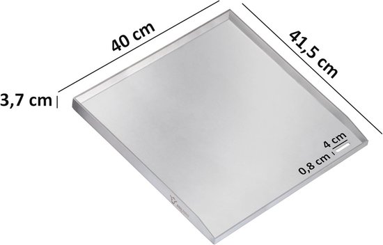 BBQ-Toro Roestvrijstalen grillplaat, BBQ Plancha, rechthoekig, universeel en massief, grillplaat voor houtskool en gas, grillaccessoires, grillpan (met afvoergat, 40 x 41,5 cm