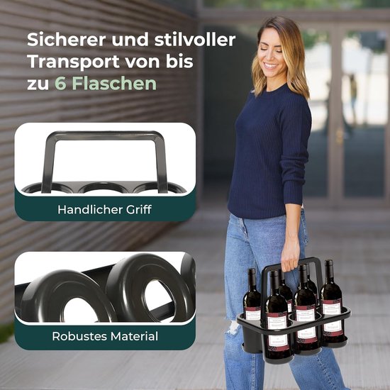 Novaliv 2 x flessenendrager voor 12 flessen - stabiele grip - drankmand kunststof, stapelbaar, 32 x 23 x 28 cm antraciet - ideaal voor keuken en kelder, drankmand, bierdrager, flessenbox