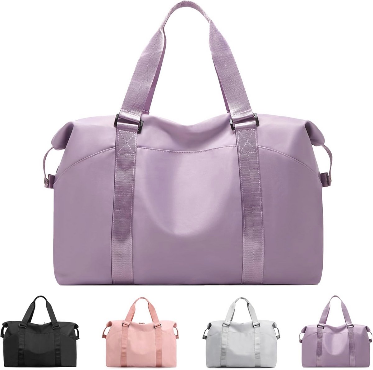 Sporttas Dames Heren - Vrijetijdshandtas Weekendtas - Reizen Sporten - Opvouwbaar Nat Vak - Large 46cm - Lila