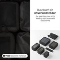 Een verzameling van zwarte ONYX packing cubes van verschillende groottes met mesh vensters.