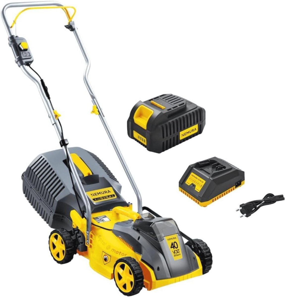 Draadloze Grasmaaier 40V met 3 Maaihoogtes en 30L Opvangbak - Borstelloze Motor, 4Ah Accu en Snellader