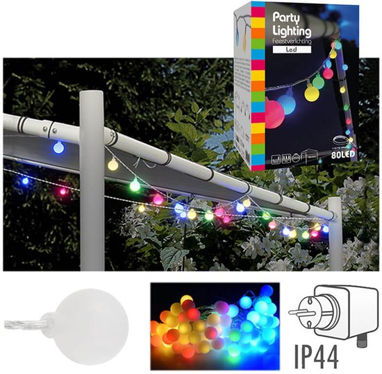 LED Multicolour Feestverlichting Prikkabel - 80 Lampen - 16 Meter - IP44