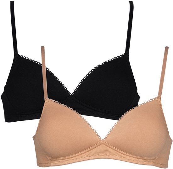 Soutien-gorge Basic After Eden pour femme, lot de 2 - Poudre/ Zwart - Taille 80A