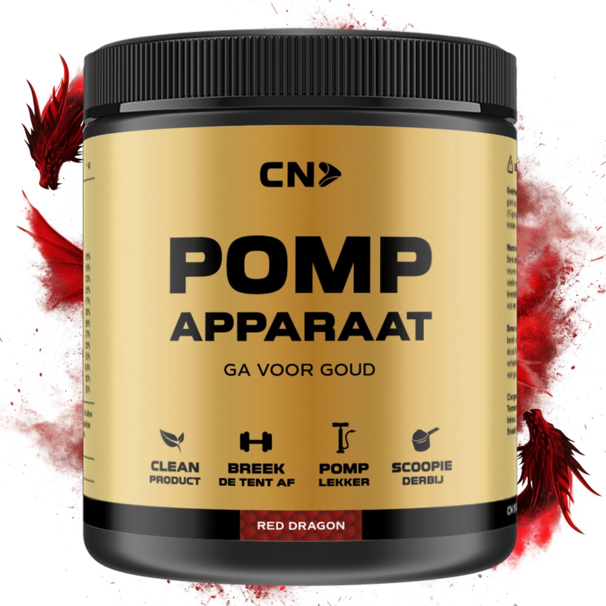 Goedkoopste CN Supplements Pomp Apparaat - Red Dragon - Pre Workout - Zonder Cafeïne - Met Creatine - 300 gram - 38 doseringen