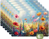 Napperons - 6 pièces - 45x30 cm - Set de table en plastique - Coloré - Fleurs - Nature - Dessous de Assiettes - Décoration de table - Accessoires de décoration de table de Cuisine - Dessous de verre en Vinyl - Décoration de table