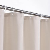 Douchegordijn voor badkamer in vlaslinnen, zware stof van 240 g/m², met haken, luxe hotelstijl, wasbaar, ivoor, 120 x 200 cm