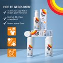 Gebruiksaanwijzing P20 Kids met productflessen en -dozen. Bescherming tot 10 uur, 3 uur waterbestendig.