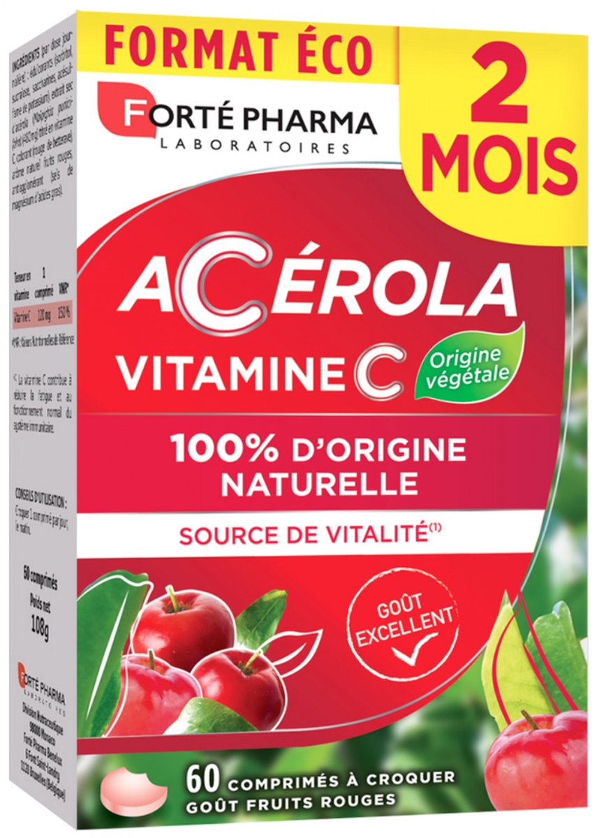 Goedkoopste Forté Pharma Energie Acerola 60 Kauwtabletten