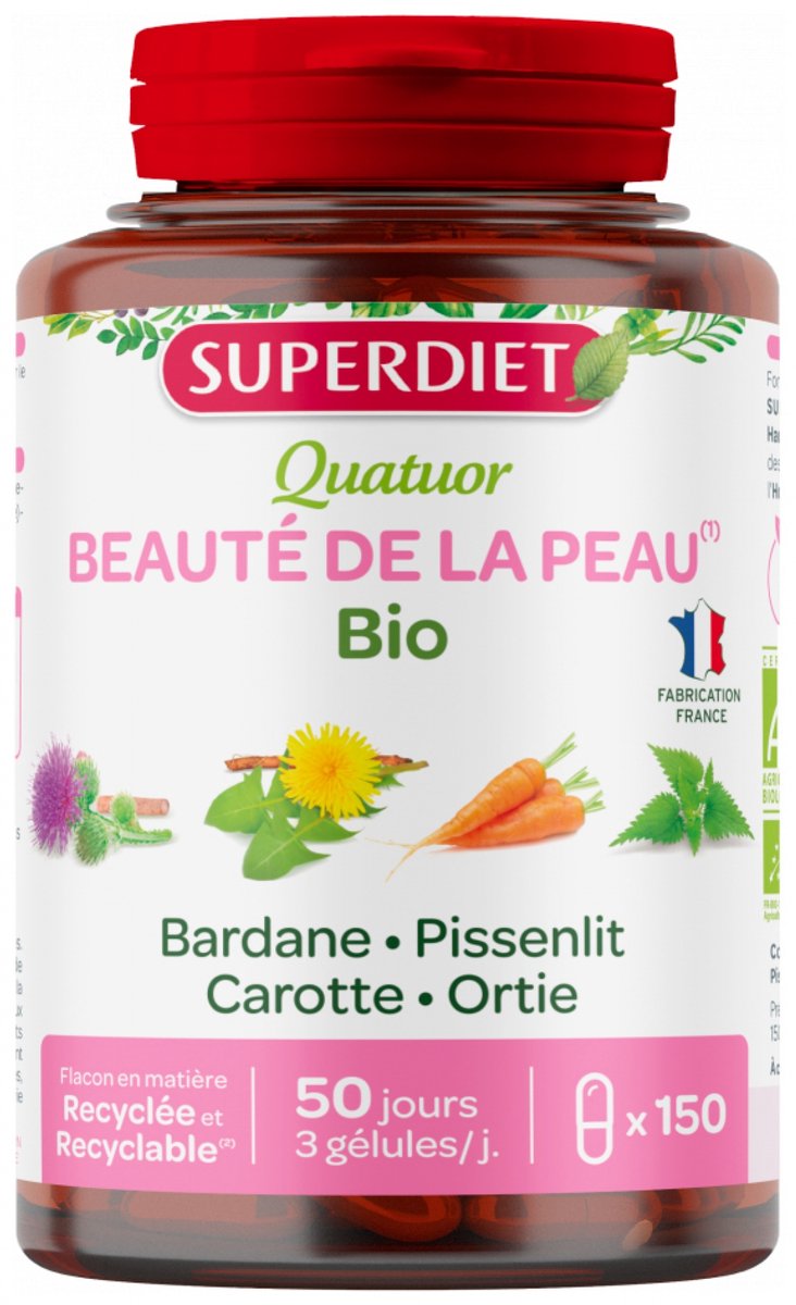 Superdiet Quatuor Beauté de la Peau Bio 150 Capsules