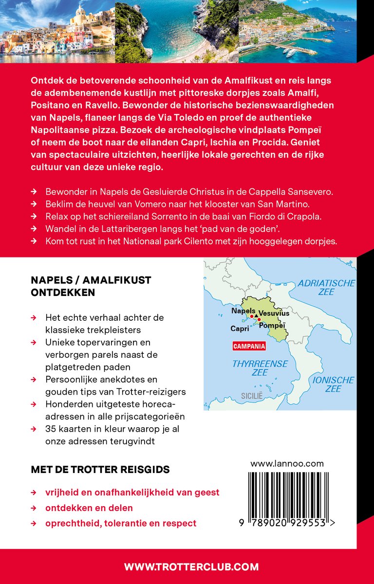 Trotter Napels Amalfikust. Ontdek de kustlijn, Napels, Pompeï. Met stadsplattegrond.