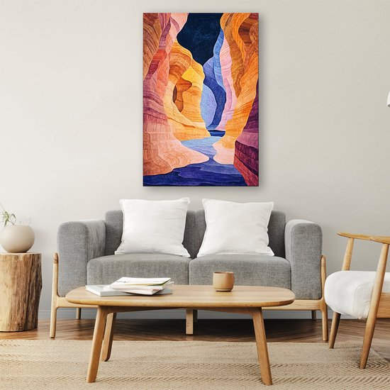 Canyon surréaliste coloré - Peinture Canyon sur toile - Décoration murale toile nature - Surréaliste - Objet d'art - Décoration chambre - toile 60x90 cm