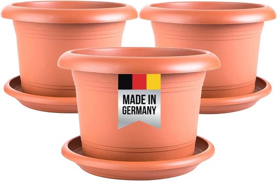 Teramico - Vaso per piante in terracotta italiana, con piedini, Conca con motivo limoni, resistente al gelo, 25 cm