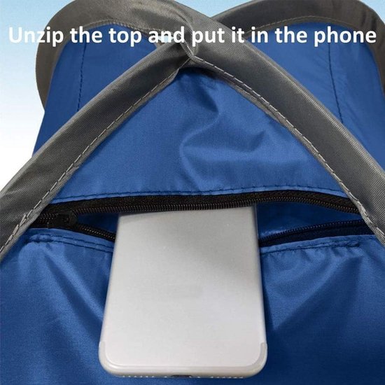 Strandzonwering - direct zonwerende luifel - met opklapbare luifel - automatische schaduwtent - voor kamperen , vissen , wandelen , picknicken - draagbare beschutting - winddicht en waterdicht - met telefoonhouder - blauw - 70*50*45 cm van Merkloos — afbeelding 2