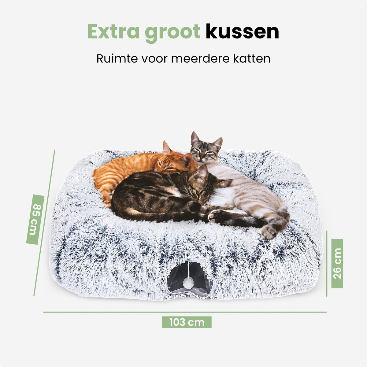 Pawsource Kattentunnel pluche XL - Tunnel Kat - Speeltunnel kat - Grijs — afbeelding 6