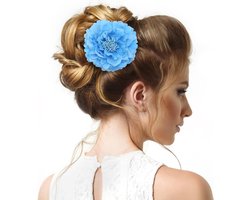 Grote paarse bloemen haarspeld - Fascinator met pioenrozen - Vintage paarse haarclip met roos - Haaraccessoires voor dames en meiden - Feestelijke strandbruiloft.