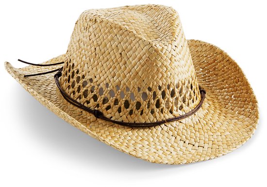 Beechfield - Chapeau de cowboy - Chapeau - Chapeau de paille - Chapeau en osier - Avec bande - 57 cm - Naturel