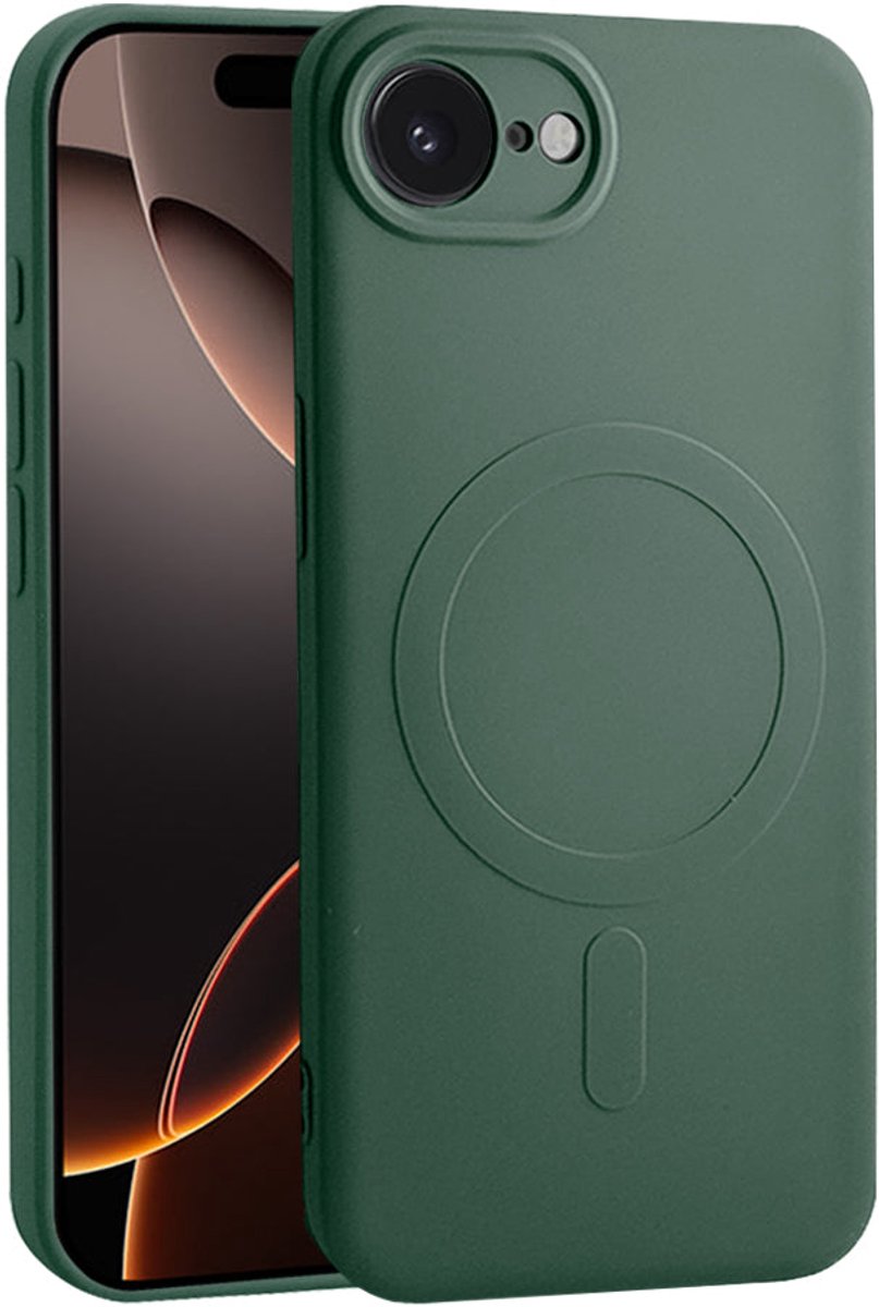 Casify Siliconen Hoesje geschikt voor MagSafe iPhone 17e / 16e Hoesje - Legergroen
