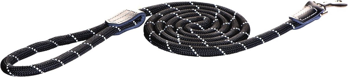 Reflecterende hondenriem voor middelgrote honden - Zwart, 1/3 cm breed, 150 cm lang