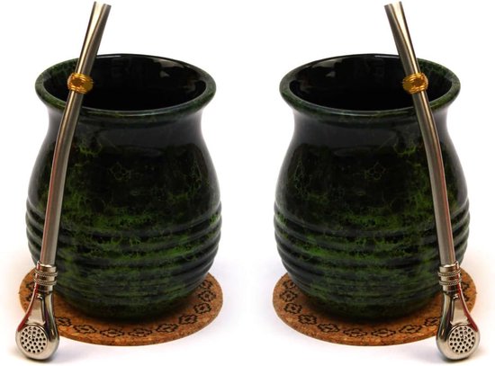 Keramische Mate Theekop Met Stalen Rietje - Uniek Design Voor De Perfecte Mate Experience