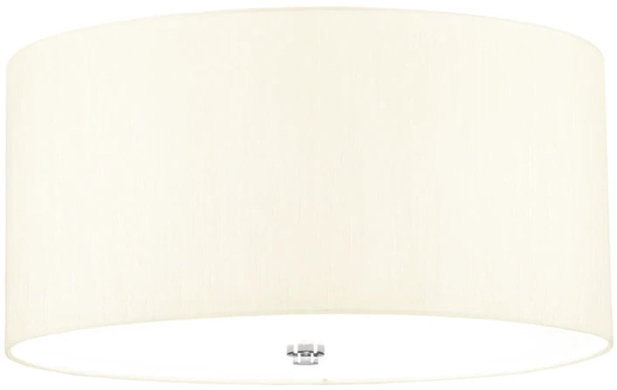 Designer's Lightbox LED Plafondlamp Fletcher Flush | 3X E27 Max 60W | Dimbaar | Polished Chrome with Ivory Shade