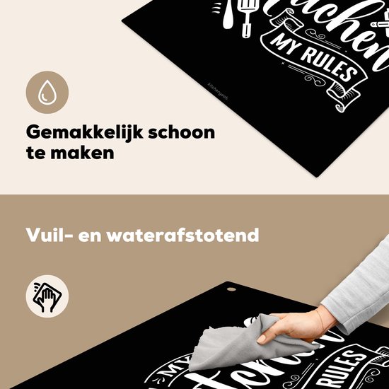 KitchenYeah® Protection plaque induction 58x59 cm - Noir - Citation - Ma cuisine, mes règles - Protege plaque de cuisson - Couvre plaque induction - Protecteur d'induction - Cuisine