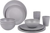 Bol.com Bo-Camp - Servies - Renew - RPET - Grijs - 16 Stuks aanbieding