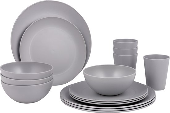 Bo-Camp - Services de table - Renew - RPET - Grijs - 16 pièces