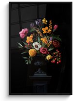 Poster in lijst - Fotolijst 80x120 cm - Posters - Sierlijk - Boeket - Bladeren - Posterlijst zwart - Decoratie - Wanddecoratie woonkamer - Muurdecoratie slaapkamer