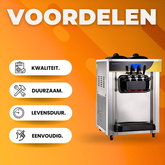 Commerciële Softijsmachine - IJsmaker 3 Smaken - 22-30L per Uur - Roomijsmachine van Merkloos — afbeelding 2