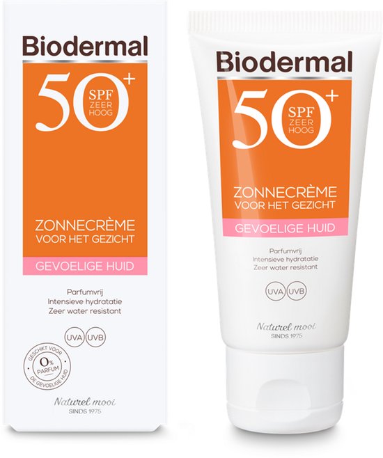Biodermal Zonnebrand voor de Gevoelige huid - SPF 50 - Zonnebrand voor het gezicht  - 50ml