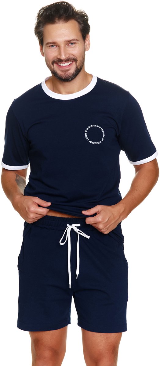 Doctor Nap Katoenen Pyjama Heren Volwassenen Korte Mouw Korte Broek Zomer Shortama Leisure Club PMB.7218 S