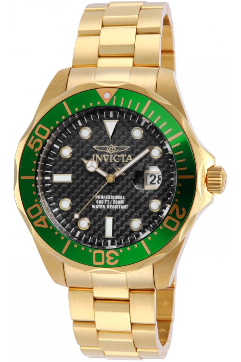 Invicta Pro Diver 14358 Heren Horloge - Waterdicht - Analoog - Quartz Uurwerk - Roestvrij Staal met zwarte Wijzerplaat - 47mm